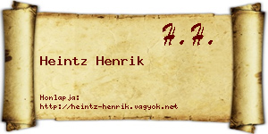 Heintz Henrik névjegykártya